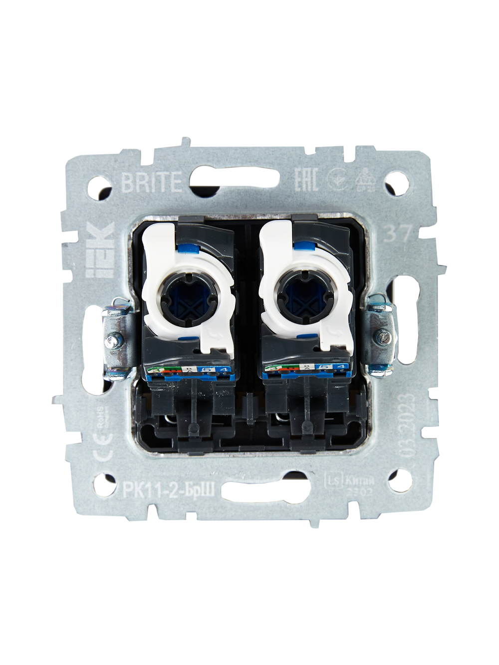 BRITE Розетка компьютерная двойная RJ45 кат.6 РК11-2-БрШ шампань IEK