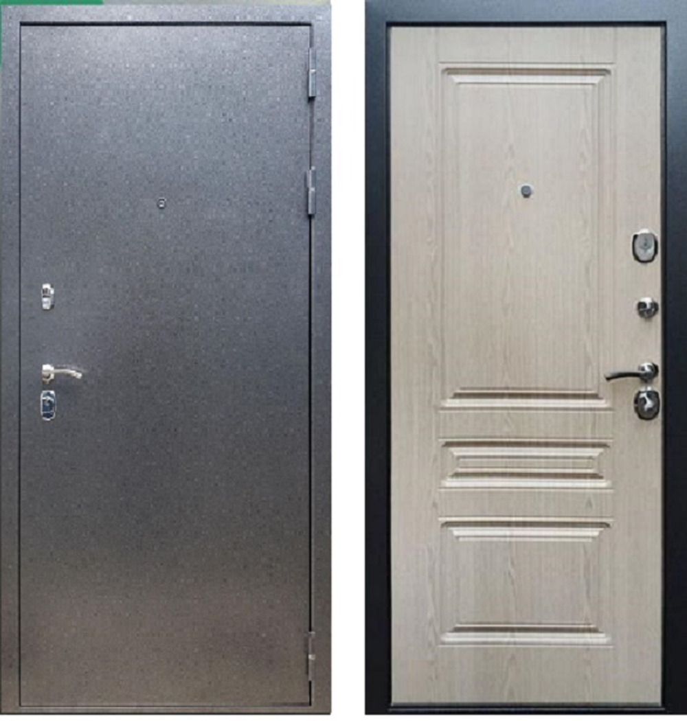 Входная металлическая дверь в квартиру Сенатор Эталон 3К антик серебро К-2 Беленый дуб