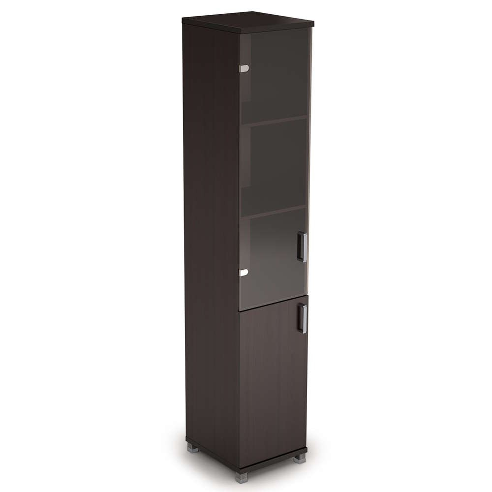 Шкаф узкий высокий со стеклом (задняя стенка ЛДСП) АВАНС (AVANCE)