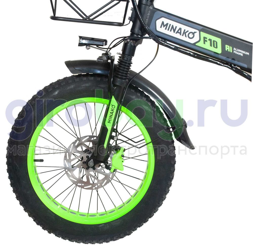 Электровелосипед Minako F10 Pro 2025 года (48V/20Ah) - Салатовый обод фото №3