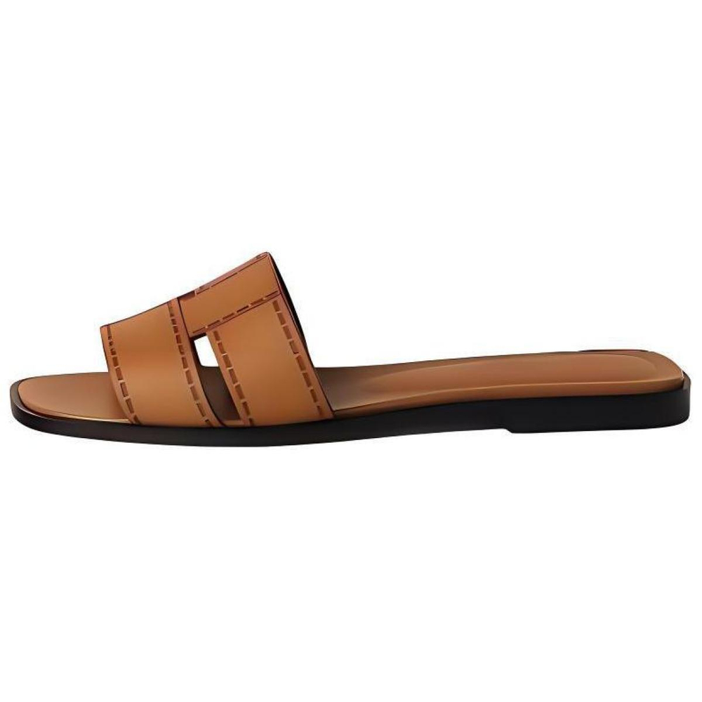 Hermes Round Toe Casual Slippers Women's Brown, H241099Z A3