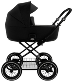 Детская коляска Roan Bass Next Classic Кожа d12 3 в 1 с автокреслом Elo Lux EduSky Black RCL300/1 Black