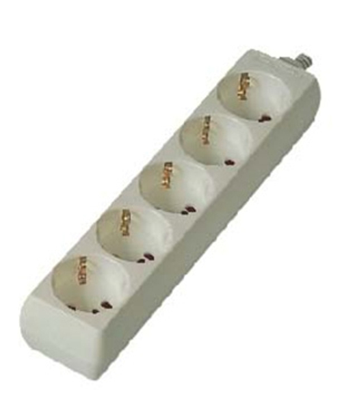 Розеточная колодка GSB-16-5-G-IP20, 16А, 5 мест, с заземлением, без выключателя, IP20