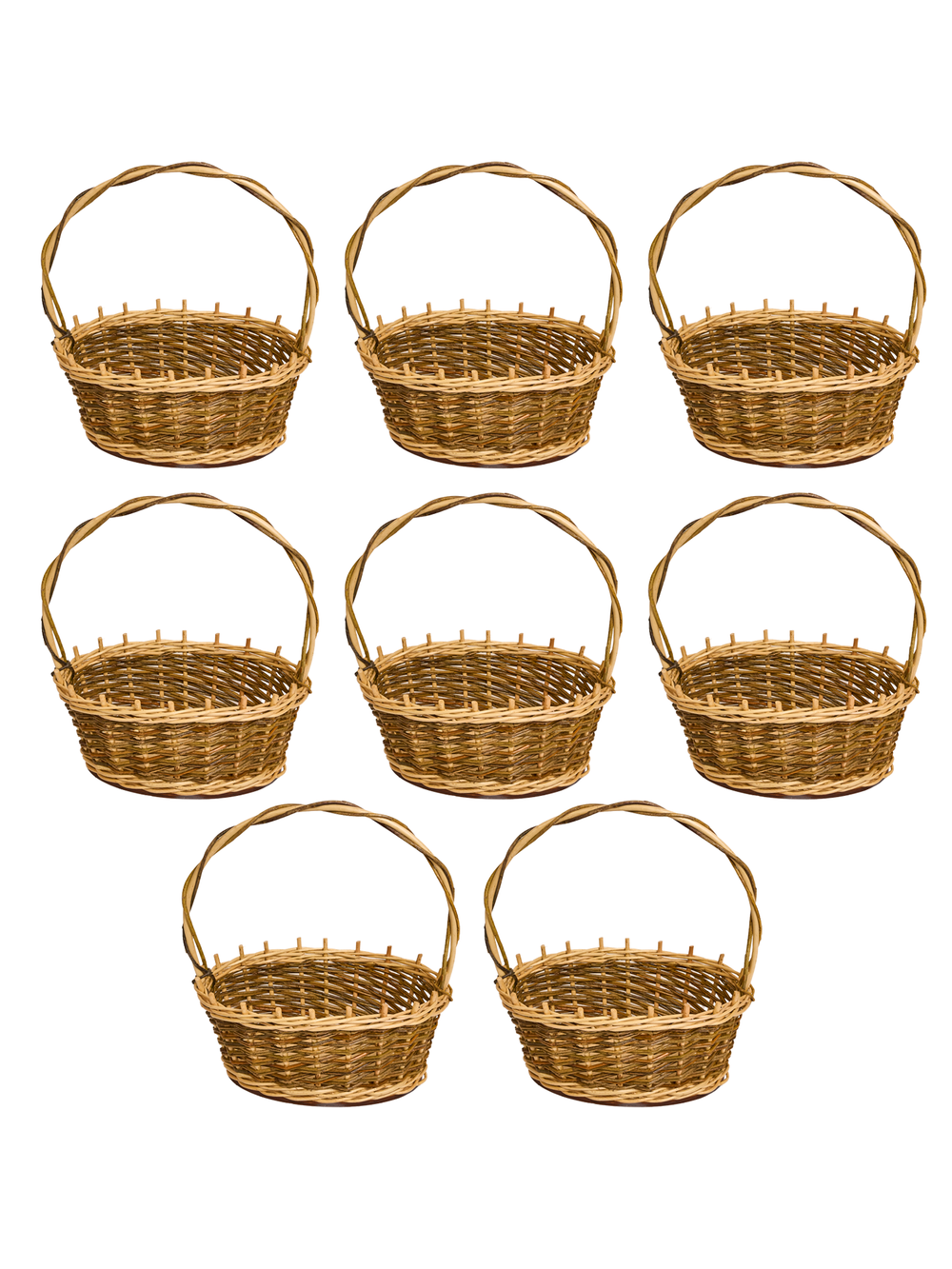 Корзинка овальная подарочная, набор 8 штук, арт. O270GR/8, 27х19х10 см, высота с ручкой 34 см