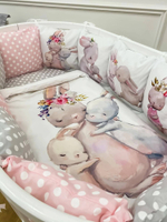 Комплект в кроватку 18 предметов "Мишка с партой коричневый", сатин