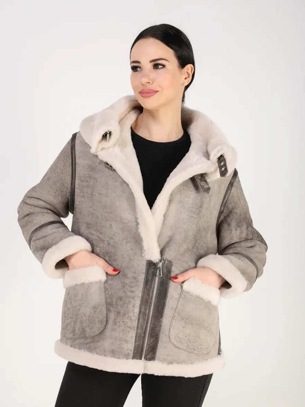 Дубленка зимняя натуральная авиатор пилот