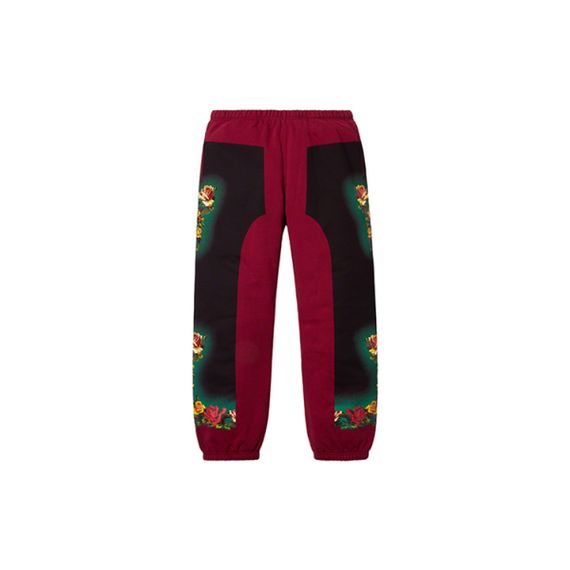 Supreme SS19 x Jean Paul Gaultier Floral Print Sweatpant Burgendy