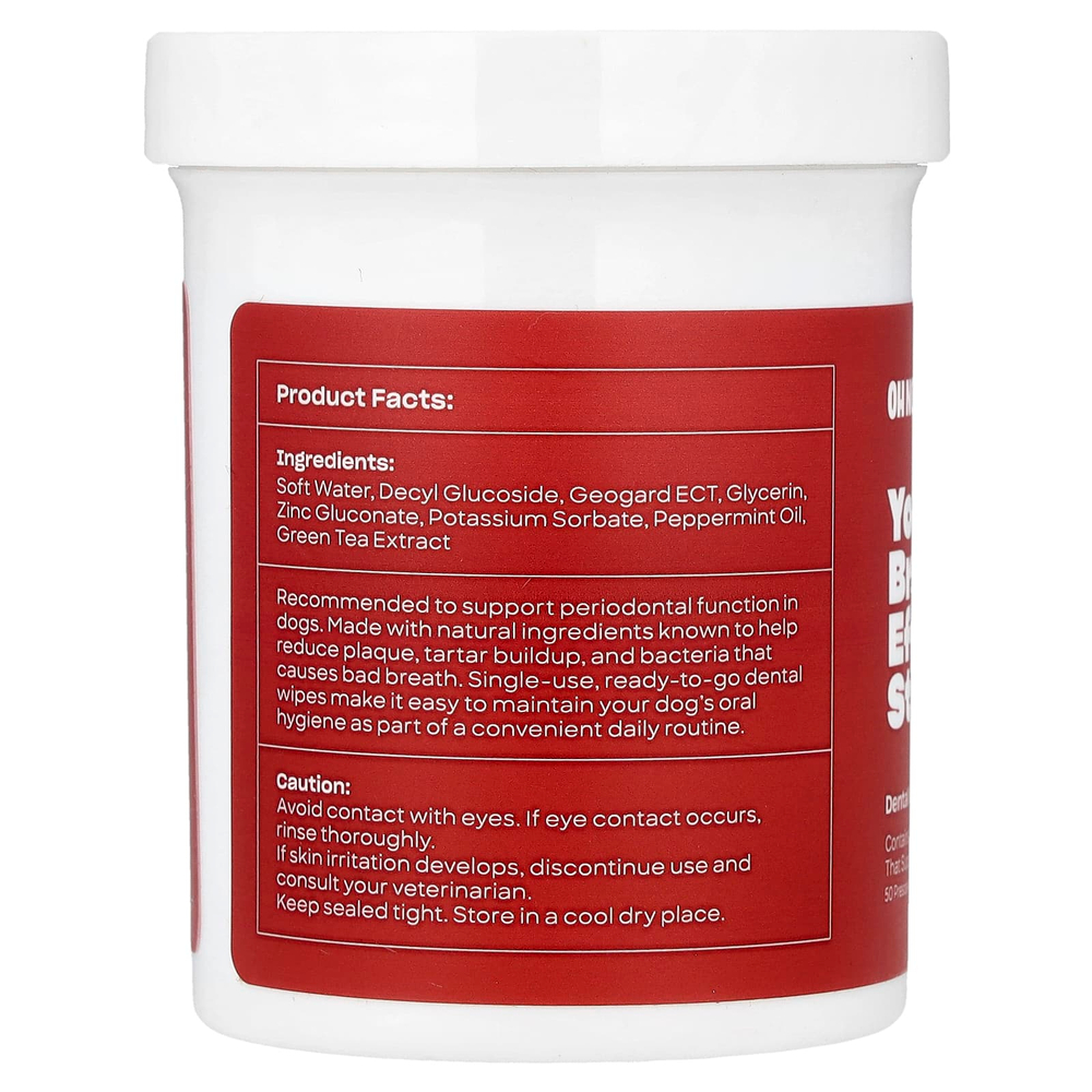 Oh Norman, Дыхание воняет! салфетки для полости рта для собак, 50 шт.