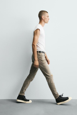 ZARA ДЖИНСЫ SKINNY FIT С РАЗРЕЗАМИ, КОРИЧНЕВЫЙ