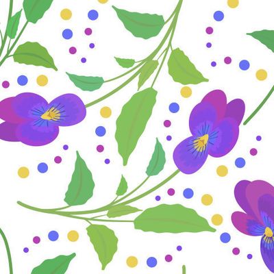 Анютины глазки и разноцветные круги.