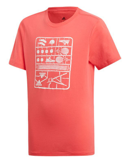 Футболка для мальчика теннисная Adidas Kids GraphicTee - shock red