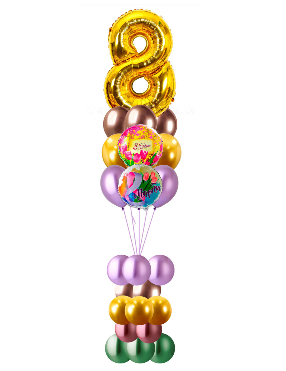 Букет 8 марта на стойке 1м. (хром)