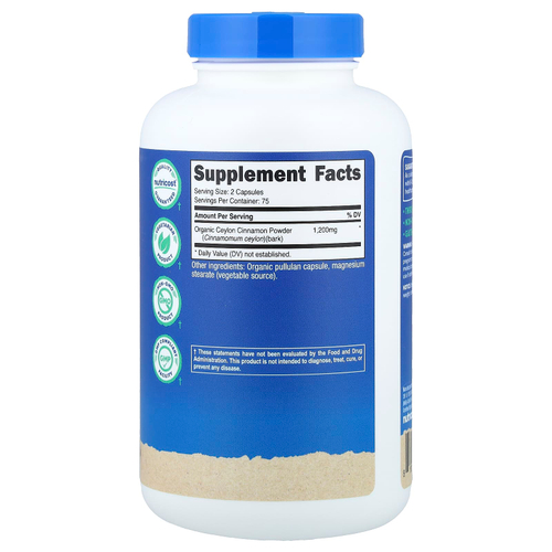 Nutricost, цейлонская корица, 150 капсул (600 мг в 1 капсуле)