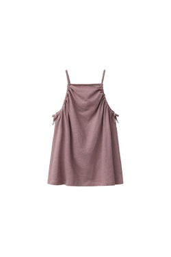 ZARA КОМПЛЕКТ ИЗ ТОПА И ШОРТОВ С ХЛОПКОМ И ЛЬНОМ, СЕРОВАТО-КОРИЧНЕВЫЙ