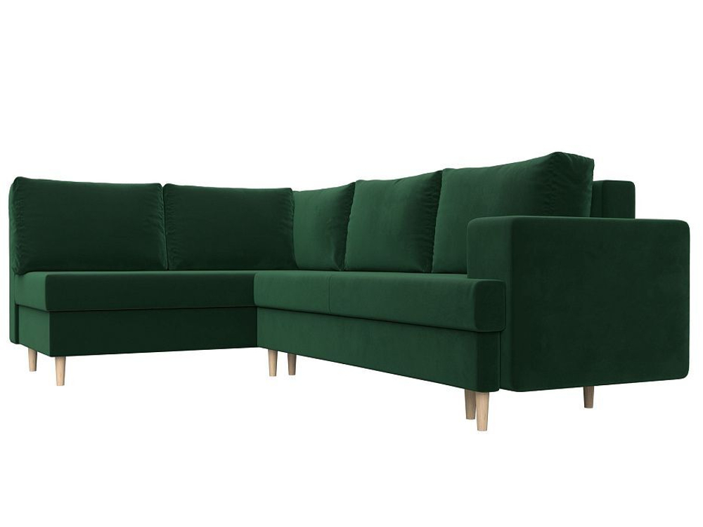Диван угловой Сильвана левый угол, Зеленый, Велюр, 100841L