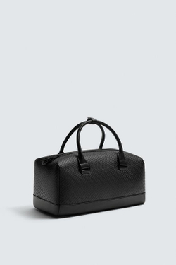 ZARA ПРОРЕЗИНЕННАЯ СУМКА ИЗ РЕЛЬЕФНОЙ ТКАНИ, ЧЕРНЫЙ