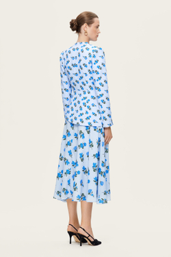 Голубая юбка-миди с цветочным принтом "Фелиция"