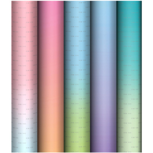 Упаковочная бумага глянц. 70*100см, MESHU "Градиент", 80г/м2, ассорти 5 дизайнов