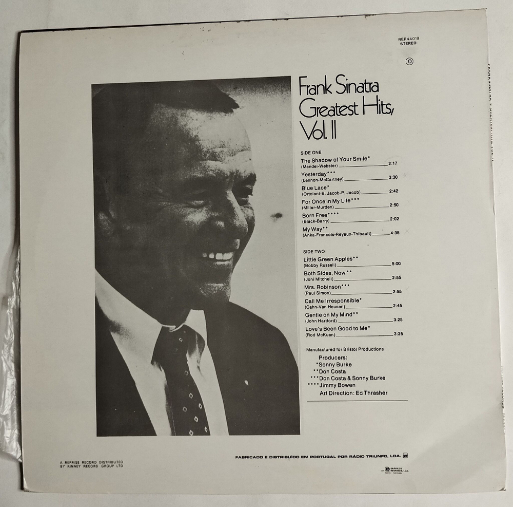 Винтажная виниловая пластинка LP Frank Sinatra Greatest Hits, Vol. II (Spain 1973)