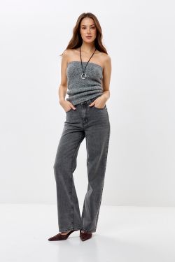 Джинсы wide leg серого цвета