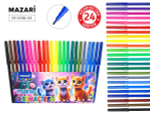 Фломастеры 24цв. "Котики" вентилир. колпачок, корп. круглый, ПВХ- упаковка (Mazari)