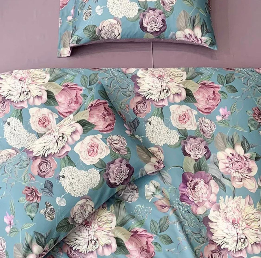 Комплект постельного белья ZEPHYR HOME ЕВРО пг. Мако-Сатин,Египетский хлопок Голубой