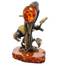 Народные промыслы AM-1852 Фигурка «Попугаи» (латунь, янтарь)