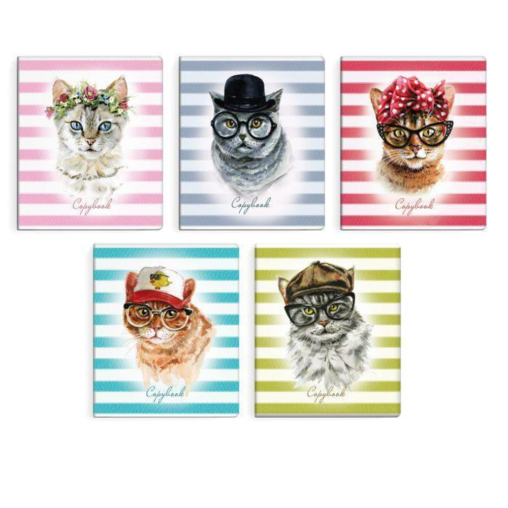 Тетрадь А5 48л. клетка, на скобе "Мистер и миссис кот" (Феникс+)