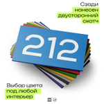 Номер на дверь 212, табличка на дверь для офиса, квартиры, кабинета, аудитории, склада, голубой 120х70 мм, Айдентика Технолоджи