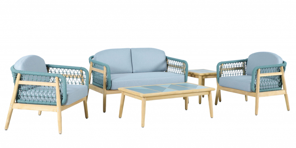 Комплект деревянной лаунж-мебели на 4 персоны Tagliamento Cambria, натуральный, мальмо