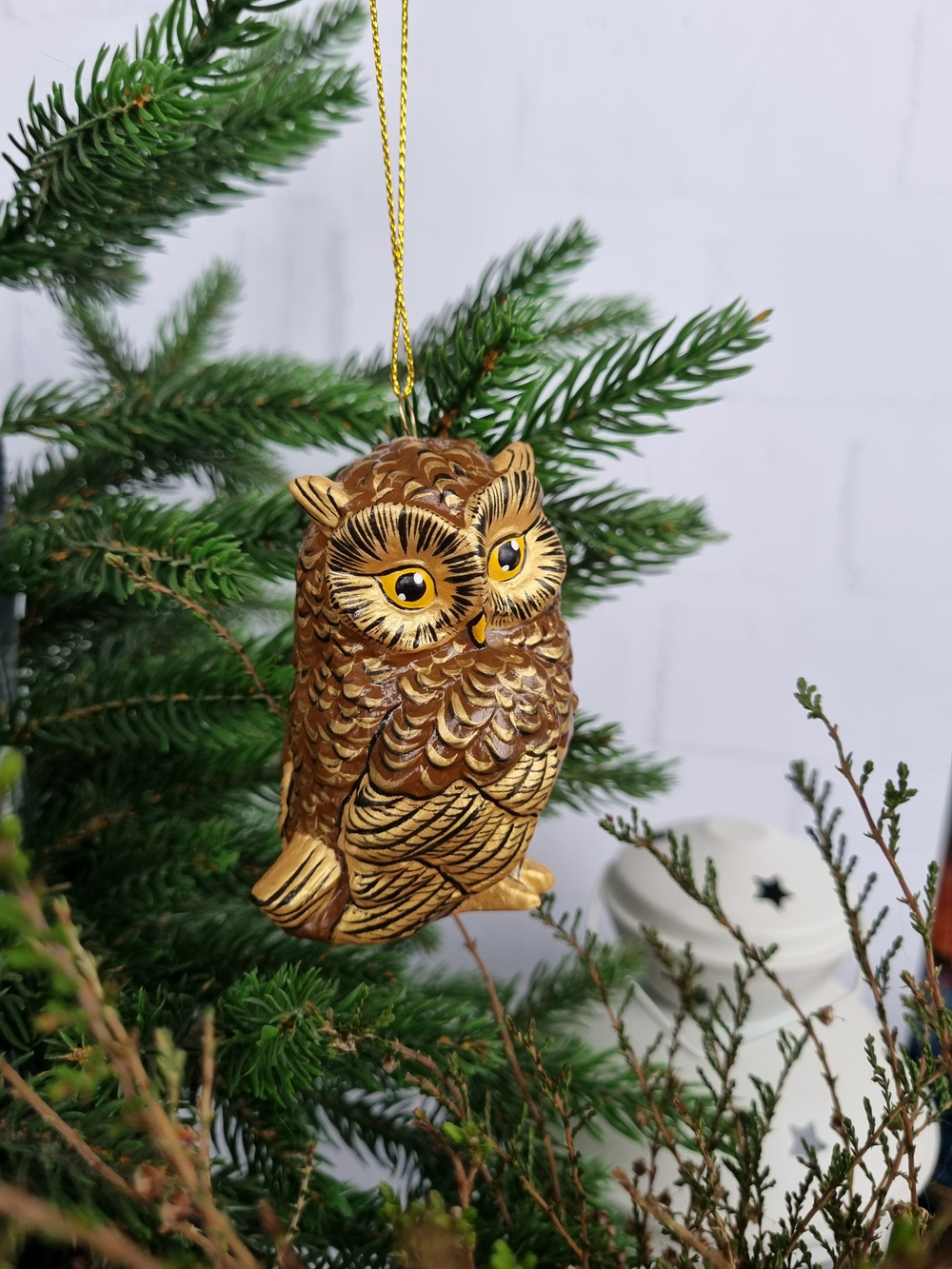 Сова ёлочная игрушка из фарфора
