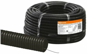 Труба гофр.ПНД d 40 с зондом (25 м) легкая, чёрная TDM SQ0413-0005