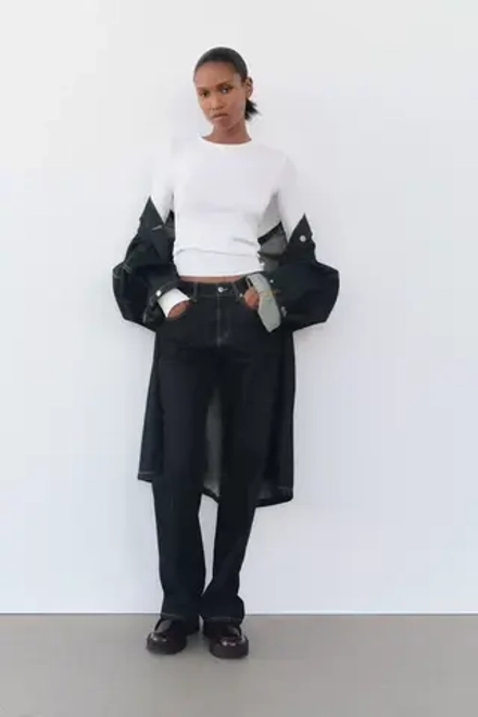 ZARA ДЖИНСЫ TRF WIDE LEG СО СРЕДНЕЙ ПОСАДКОЙ, НАСЫЩЕННЫЙ СИНИЙ