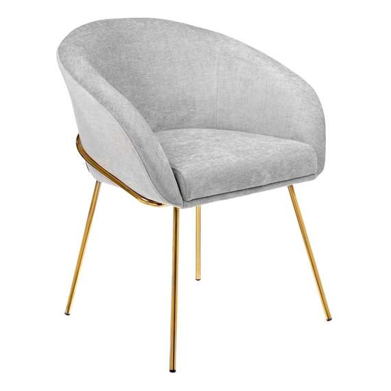 Полукресло Mart серый шенилл с золотыми ножками