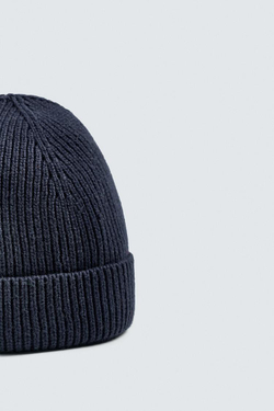 ZARA ТРИКОТАЖНАЯ ШАПКА ИЗ ХЛОПКА И КАШЕМИРА, МОРСКОЙ СИНИЙ