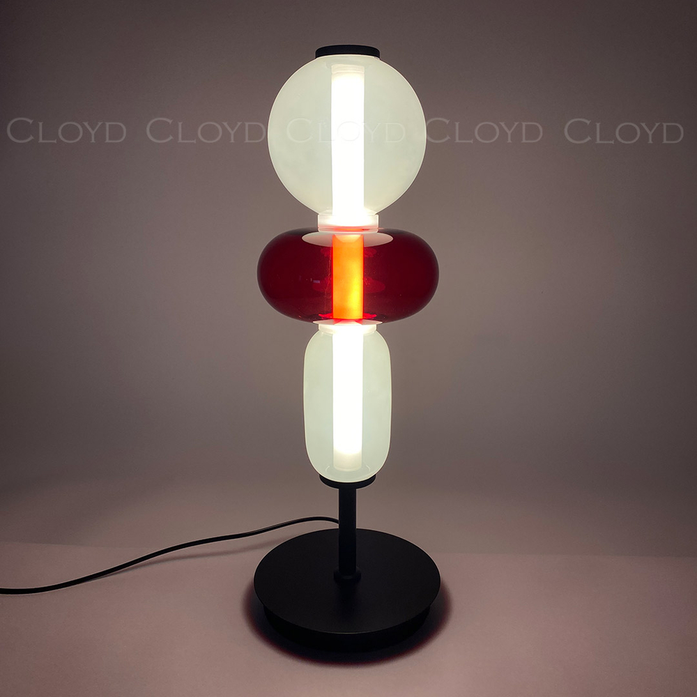 Настольная лампа Cloyd SUPERNOVA-A T1 / выс. 56 см - 3 яруса - черный - красн. стекло (арт.30139)