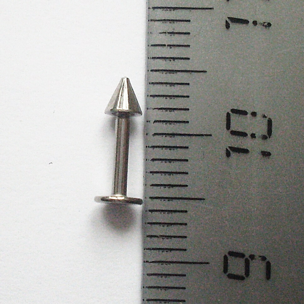 Лабрета 6 мм для пирсинга губы с конусом 3 мм, толщиной 1,2 мм. Медицинская сталь