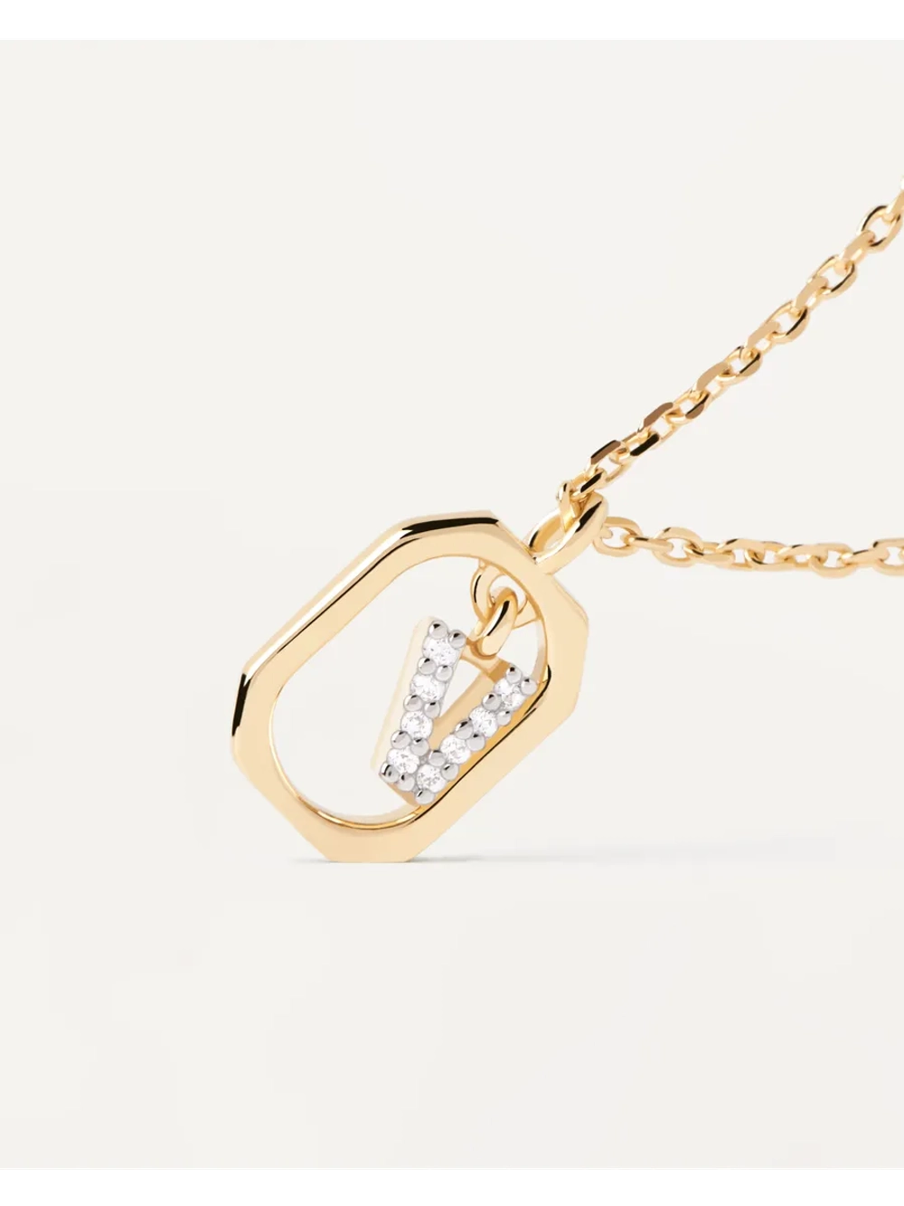 Колье Мини-Буква V серебро 925 пробы покрытое золотом