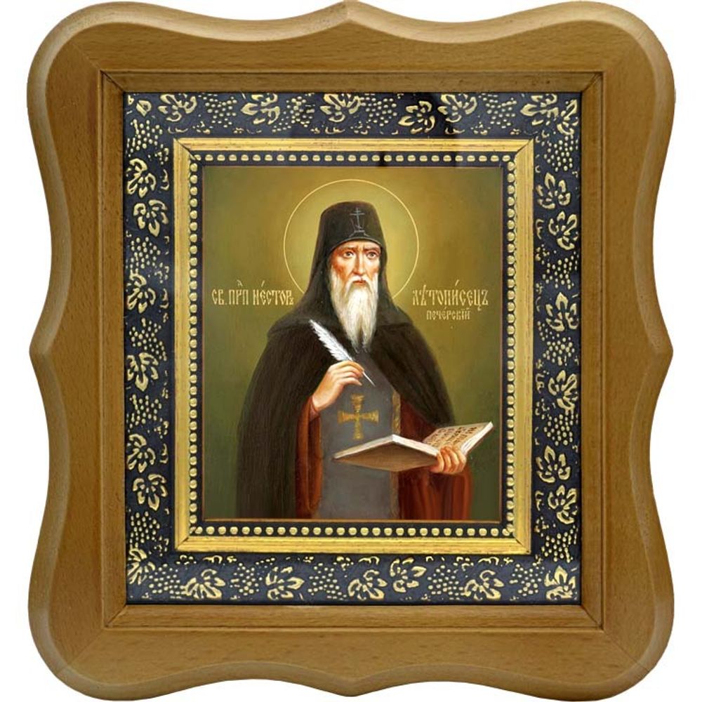 Нестор Летописец Печерский Преподобный. Икона на холсте.