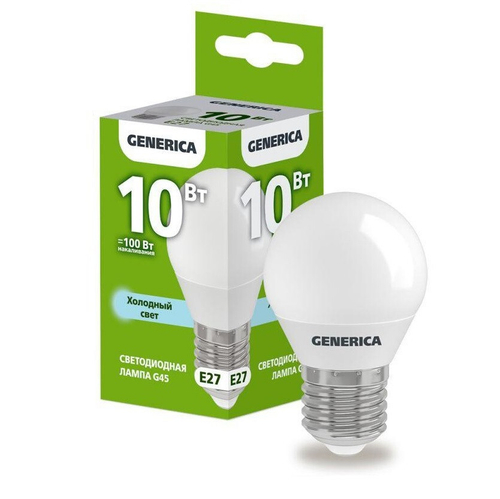 Лампа светодиодная G45 10Вт шар 6500К Е27 IEK GENERICA