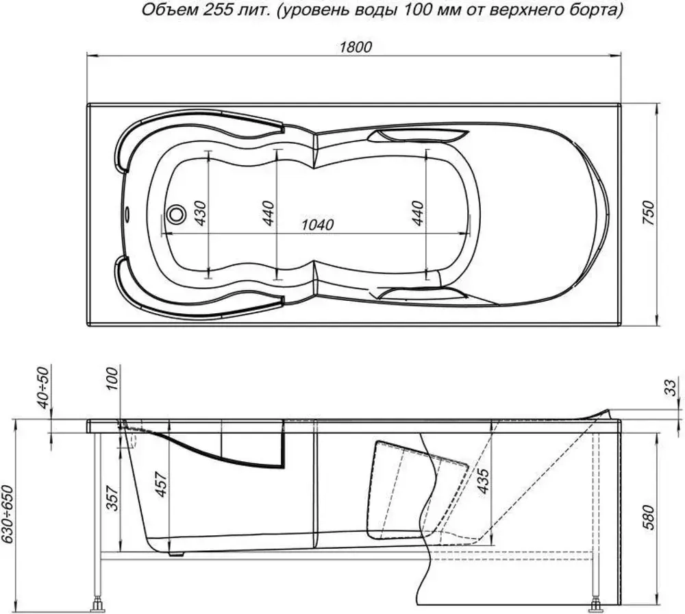 Акриловая ванна Aquanet Viola NEW 180x75 (с каркасом)