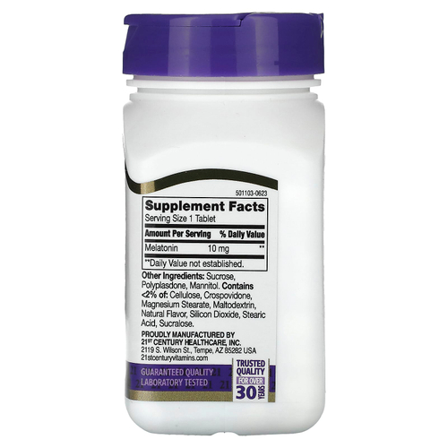 21st Century, мелатонин, быстрорастворимый, вишня, 10 мг, 360 таблеток