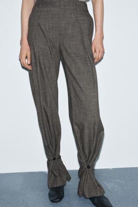 ZARA БРЮКИ С ПУГОВИЦАМИ НА МАНЖЕТАХ — ZW COLLECTION, РЫЖЕВАТО-КОРИЧНЕВЫЙ