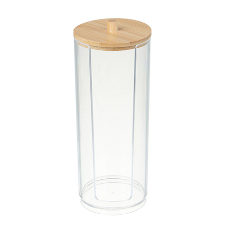 ЮНИLOOK Органайзер для ватных дисков с бамбуковой крышкой, 16,5x6,5см, PS, бамбук, ВЗ24-27