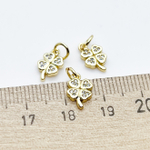 Подвеска Клевер, позолота, фианиты, размер 11*6,5 мм, цена за 1 шт