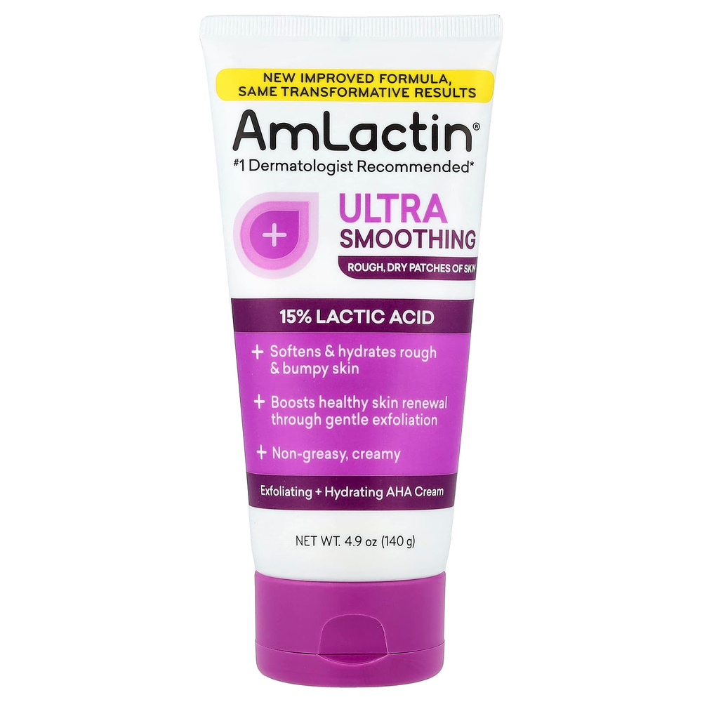 AmLactin, отшелушивающий и увлажняющий крем с АГК, разглаживающий, для огрубевшей и сухой кожи, 140 г (4,9 унции)