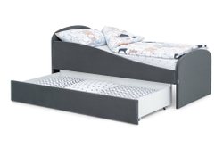 Детская мягкая кровать с ящиком Бельмарко Letmo графит велюр