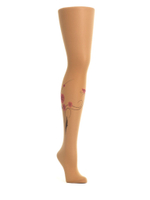 Колготки с нежным цветочным рисунком на правой ножке (Размер: S-M-L) (Цвет: бежевый)