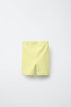 ZARA ШОРТЫ-ВЕЛОСИПЕДКИ В РУБЧИК, ЛИМОННО-ЖЕЛТЫЙ