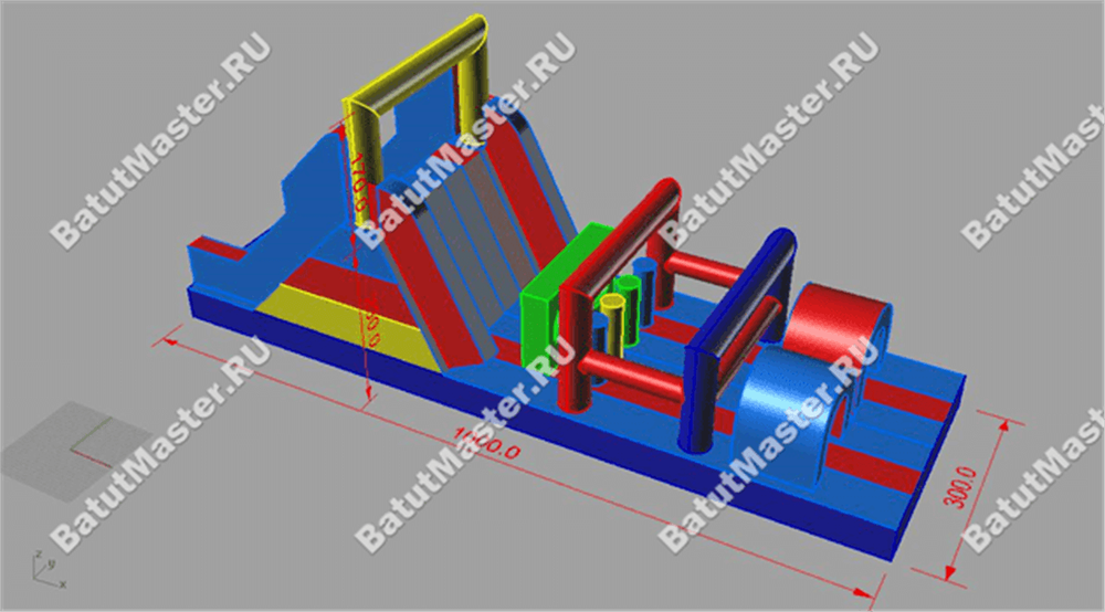 Коммерческая надувная полоса препятствий «Оптимальная», 10*3*4 м
